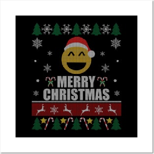 Smiling Face Emoji Christmas Posters and Art